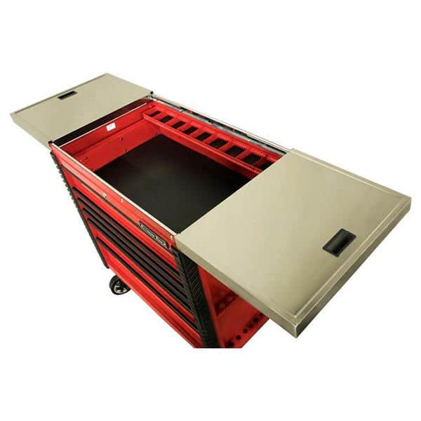 Extreme Tools EX4106TCSRDBK 41 in. 6 Drawer Tool Cart, Stainless Steel Top with Bumpers in Red