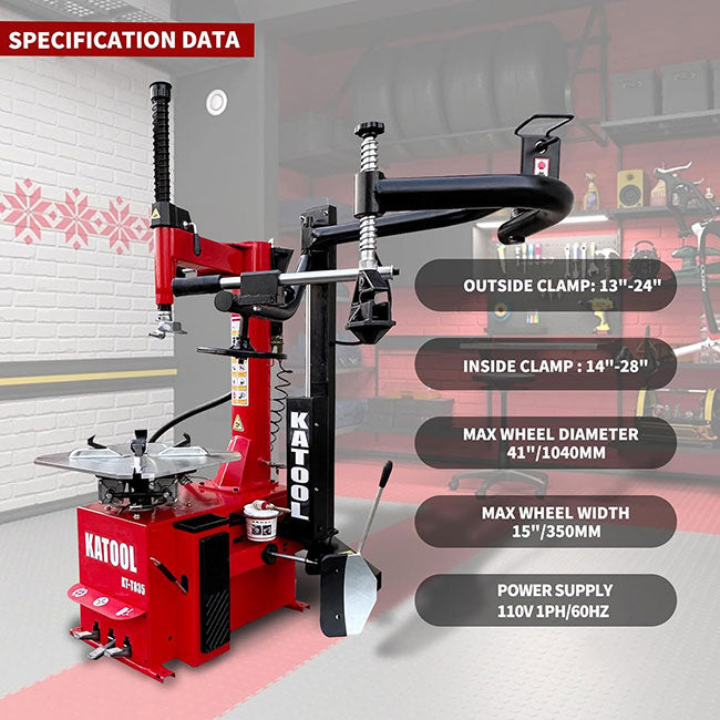 Katool KT-T835 - Swing Arm Tire Changer with One Assist Arm - 110V