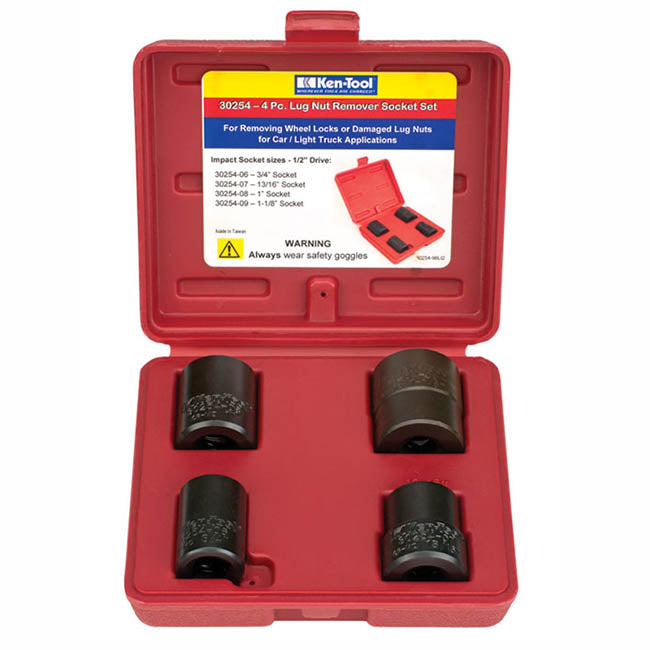 Ken-Tool 30254 4-Piece 1/2 in. Drive Lug Nut Removal Impact Socket Set