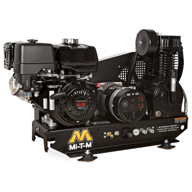 Mi-T-M Mi-T-M AG2-SH13-B - Base-Mount Two Stage Gasoline Combination Air Compressor / Generator | Tire Equipment Supply