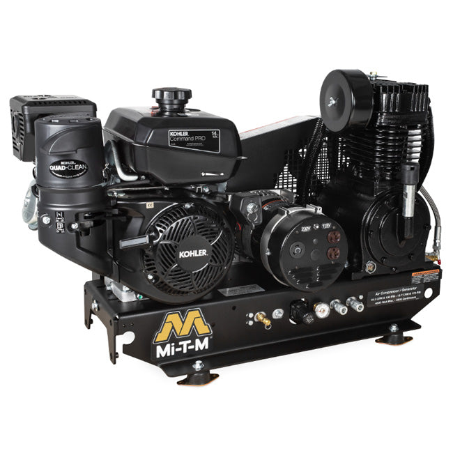 Mi-T-M Mi-T-M AG2-SK14-B - Base-Mount Two Stage Gasoline Combination Air Compressor / Generator | Tire Equipment Supply