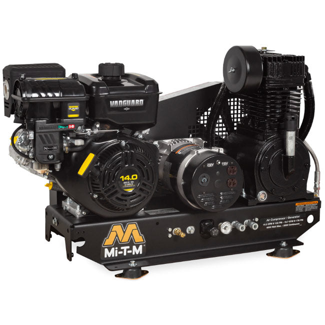 Mi-T-M Mi-T-M AG2-SV14-B - Base-Mount Two Stage Gasoline Combination Air Compressor / Generator | Tire Equipment Supply