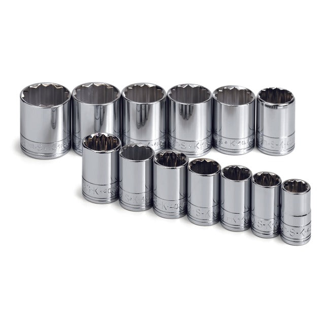 SK Tools - 13 Piece 1/2 in.- Drive 12 Point Standard Metric Chrome Socket Set