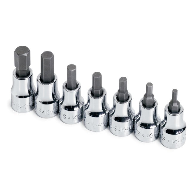SK Tools - 7 Piece 3/8 in.- Drive Fractional Hex Bit Socket Set