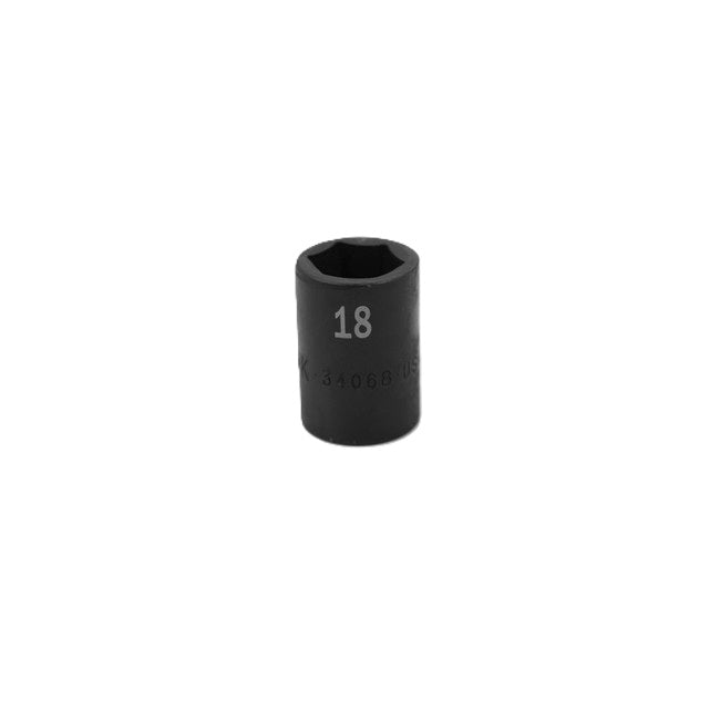 SK Tools - 18 mm 1/2 in.- Drive 6 Point Standard Metric Impact Socket
