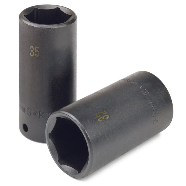 SK Tools - 9/16 in.- 1/2 in.- Drive 6 Point Deep Fractional Impact Socket