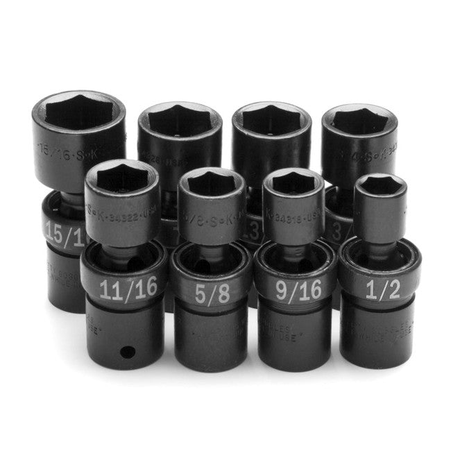 SK Tools - 8 Piece 1/2 in.- Drive Fractional Swivel Impact Socket Set