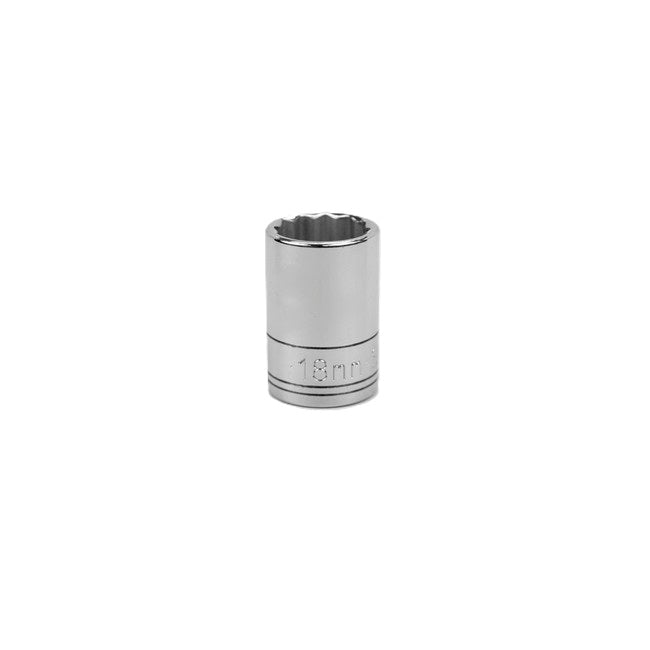 SK Tools - 18 mm 1/2 in.- Drive 12 Point Metric Standard Chrome Socket