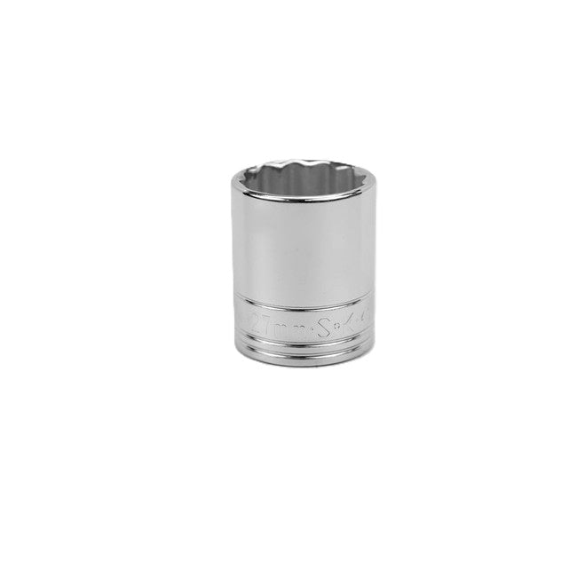 SK Tools - 27 mm 1/2 in.- Drive 12 Point Metric Standard Chrome Socket