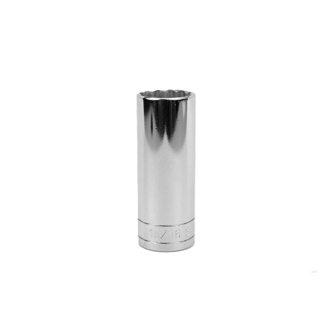 SK Tools - 15/16 in.- 1/2 in.- Drive 12 Point Fractional Deep Chrome Socket