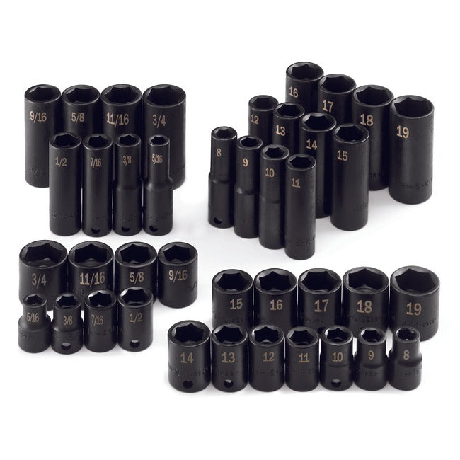 SK Tools - 40 Piece 3/8 in.- Drive 6 Pt SAE/Metric Standard Impact Socket Set