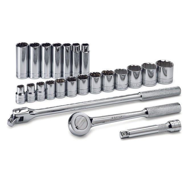 SK Tools - 23 Piece 1/2 in.- Drive 12 Pt Std and Deep SAE Socket Set