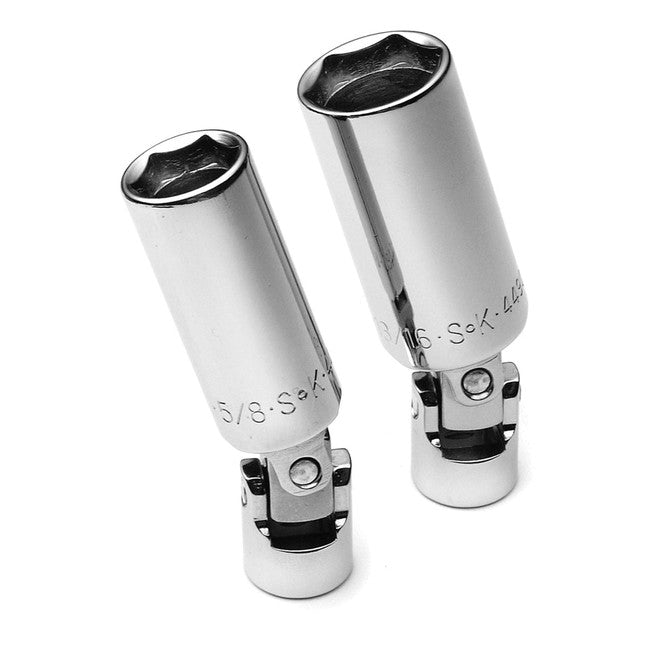 SK Tools - 2 Piece 3/8 in.- Drive Flex Spark Plug Chrome Socket Set