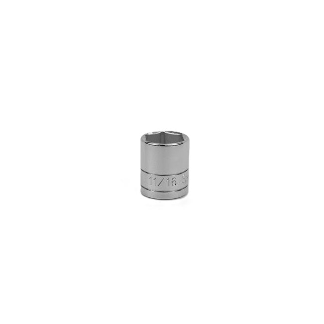 SK Tools - 11/16 in.- 3/8 in.- Drive 6 Point Fractional Standard Chrome Socket