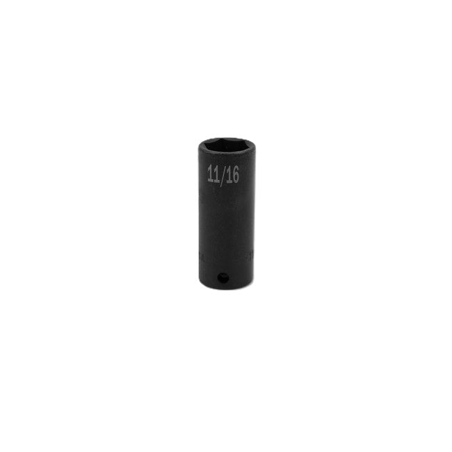 SK Tools - 11/16 in.- 3/8 in.- Drive 6 Point Deep Fractional Impact Socket