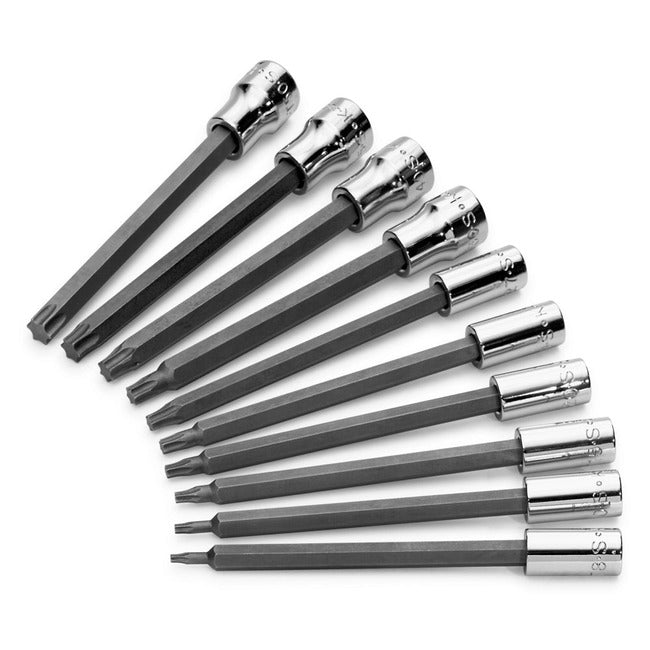 SK Tools - 10 Piece 1/4 in.- Drive & 3/8 in.- Drive Long Torx Bit Socket Set