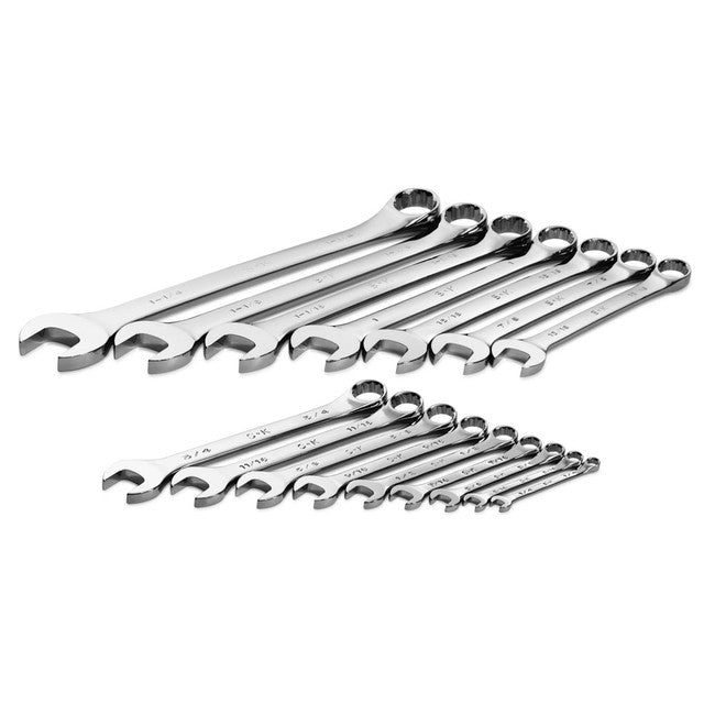 SK Tools - 16 Piece 6 & 12 Pt SAE Regular Combination Chrome Wrench Set