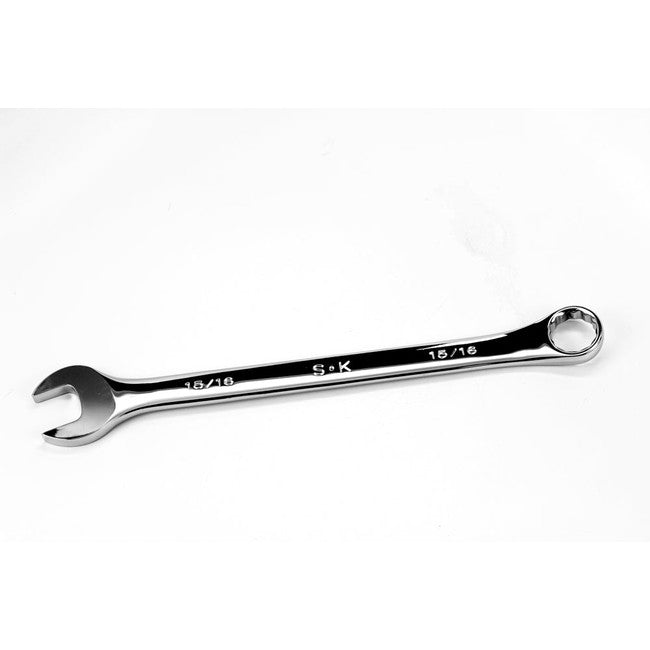 SK Tools - 15/16 in.- 12 Point Fractional Long Combination Chrome Wrench