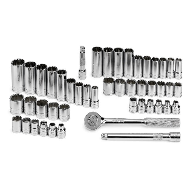 SK Tools - 47 Piece 3/8 in.- Drive 12 Pt Std and Deep SAE and Metric Socket Set