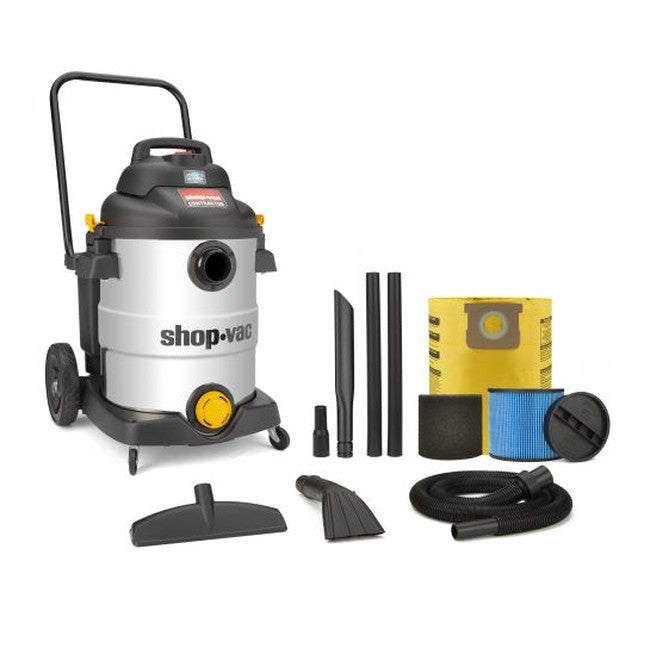 Shop-Vac 9627706 12 Gallon* 6.5 Peak HP** Contractor Series Stainless Steel Wet/Dry Vacuum with SVX2 Motor Technology