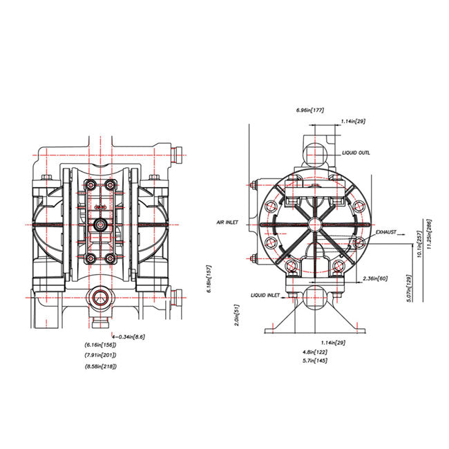 Zeeline ZE0816PS 0 5 inch Polypropylene Double Diaphragm Pump | Tire Equipment Supply