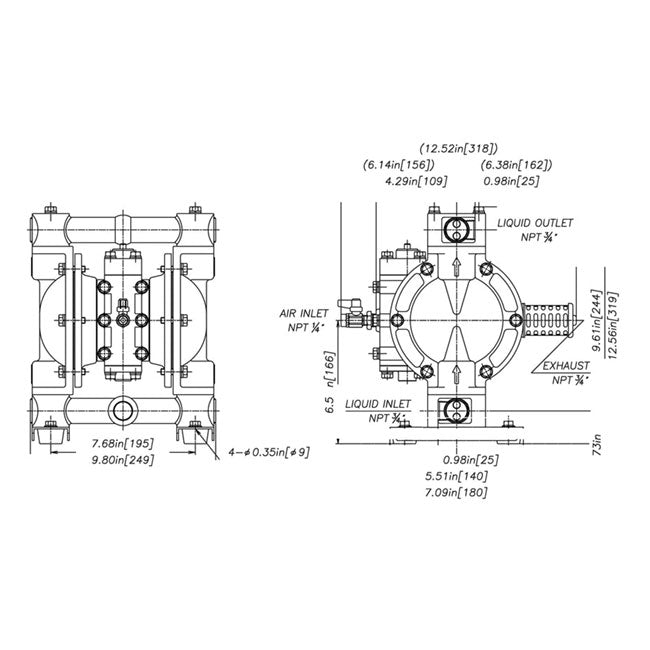 Zeeline ZE1232UL 0 75 inch Double Diaphragm Pump | Tire Equipment Supply