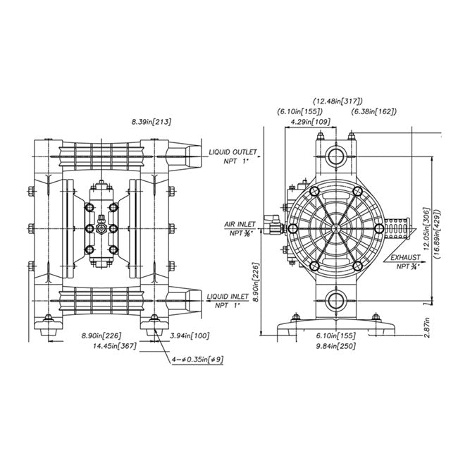 Zeeline ZE1646PS 1 inch Double Diaphragm Pump | Tire Equipment Supply