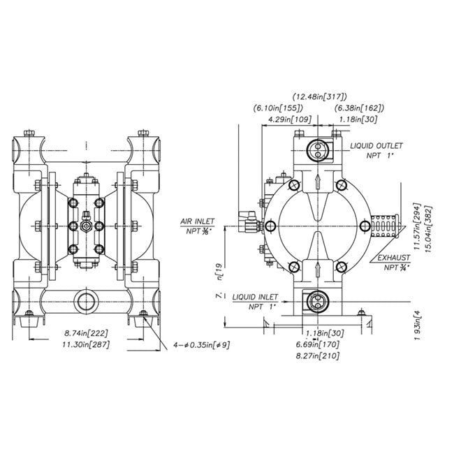 Zeeline ZE1646UL 1 inch Double Diaphragm Pump | Tire Equipment Supply