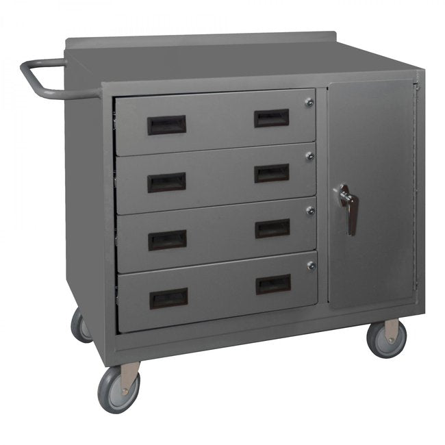 DURHAM MFG 2211-95 Mobile Bench Cabinet, 1 Shelf, 4 Drawers