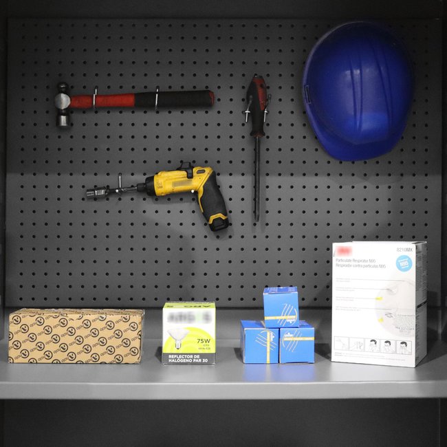 DURHAM MFG 3501-DLP-PB-96-2S-95 Pegboard Cabinet, 2 Shelves, 96 Bins