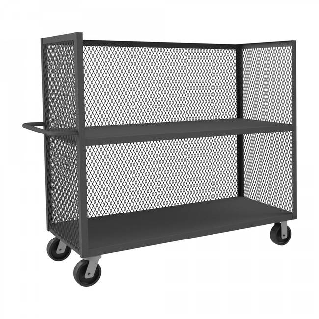 DURHAM MFG 3ST-EX3048-2-95 3 Sided Mesh Truck, 2 Shelves