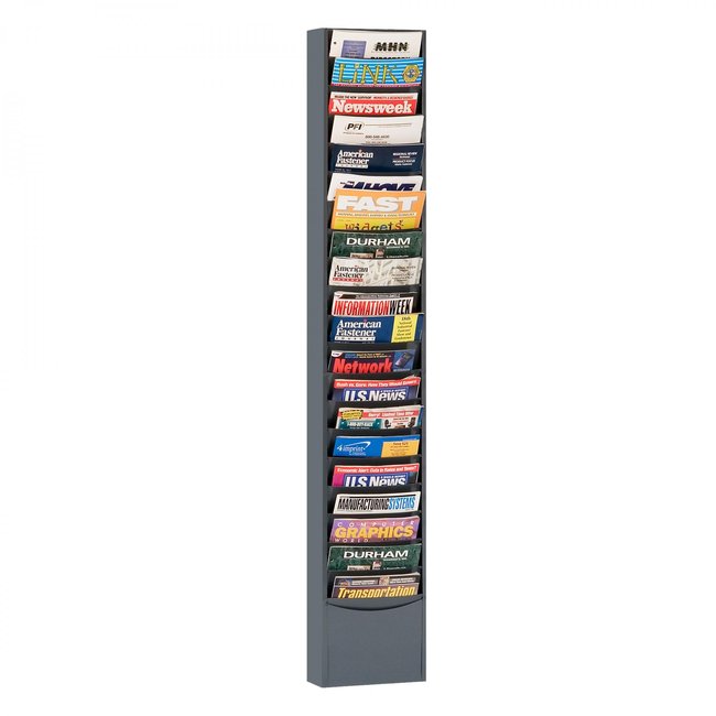 DURHAM MFG 411-95 Literature Rack, 20 Large Pockets, Gray