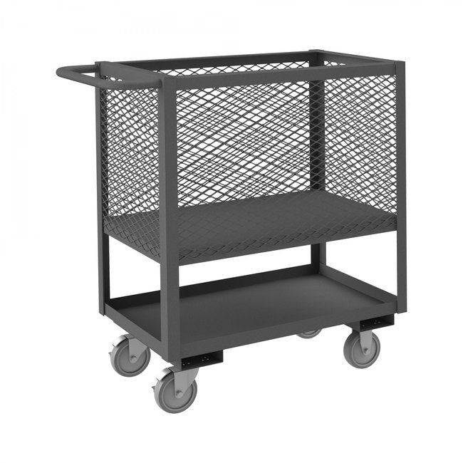 DURHAM MFG 4SLT-EX1832-1.2K-95 4 Sided Mesh Low Deck Truck, 2 Shelves