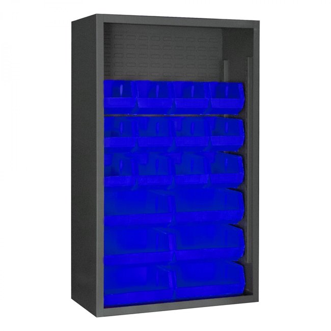 DURHAM MFG 5002-18-5295 Enclosed Shelving, 18 Blue Bins