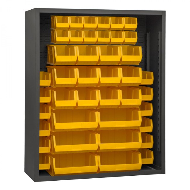 DURHAM MFG 5007-42-95 Enclosed Shelving, 42 Yellow Bins