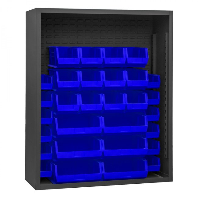 DURHAM MFG 5014-30-5295 Enclosed Shelving, 30 Blue Bins