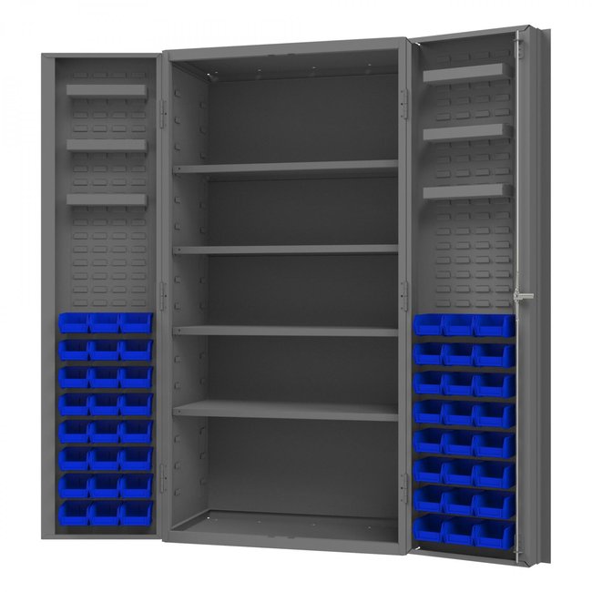 DURHAM MFG DC36-48-4S6DS-5295 Cabinet, 4 Shelves, 48 Blue Bins