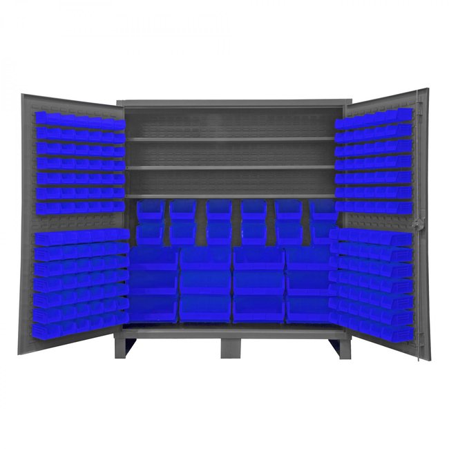 DURHAM MFG HDC72-192-3S5295 Cabinet, 3 Shelves, 192 Blue Bins