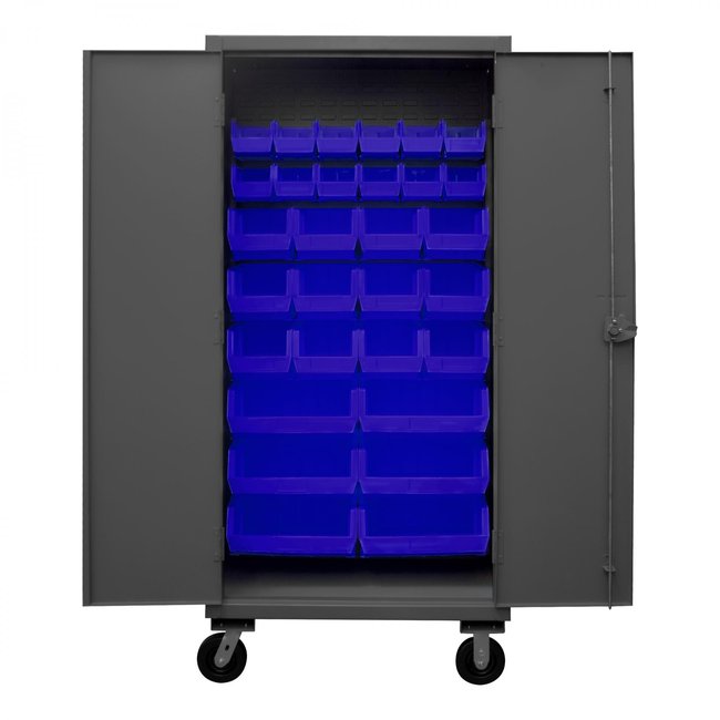 DURHAM MFG HDCM36-30-5295 Mobile Cabinet, 30 Blue Bins