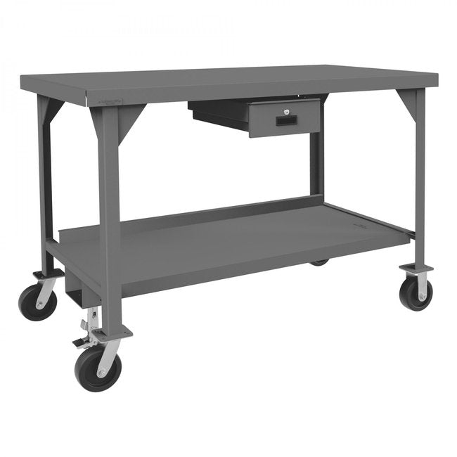 DURHAM MFG HDWBMFL-3060-6PH-177-95 Mobile Workbench, 1 Drawer, 60 x 30