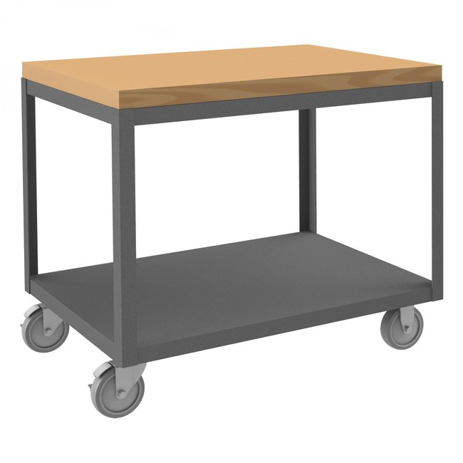 DURHAM MFG HMT-2436-2-MT-95 High Deck Mobile Table, 2 Shelves