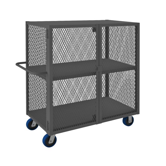 DURHAM MFG HTL-2448-DD-2-6PU-95 Security Mesh Truck, 2 Shelves, 24 x 48