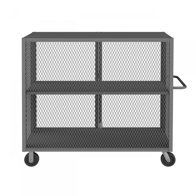 DURHAM MFG HTL-2460-DD-1AS-95 Security Mesh Truck, 2 Shelves, 24 x 60