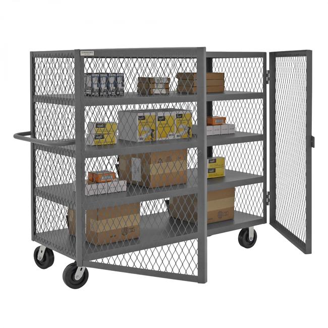 DURHAM MFG HTL-2460-DD-4-95 Security Mesh Truck, 4 Shelves, 24 x 60