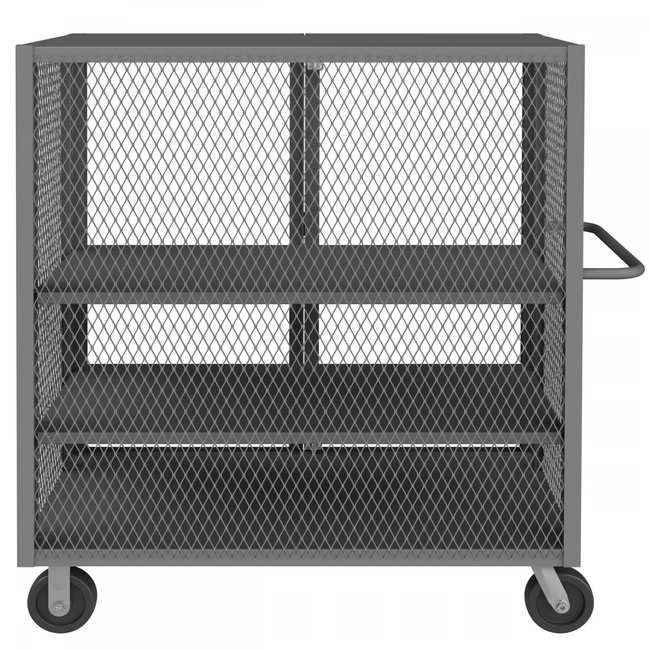 DURHAM MFG HTL-3048-DD-2AS-95 Security Mesh Truck, 3 Shelves, 30 x 48