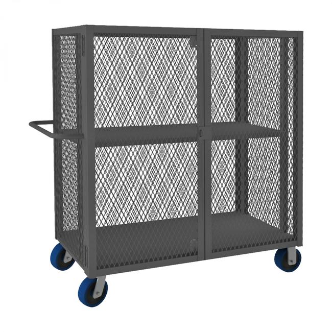 DURHAM MFG HTL-3060-DD-1AS-6PU-95 Security Mesh Truck, 2 Shelves, 30 x 60
