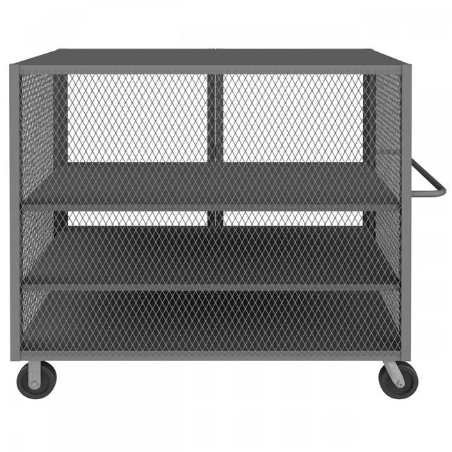 DURHAM MFG HTL-3660-DD-2AS-95 Security Mesh Truck, 3 Shelves, 36 x 60