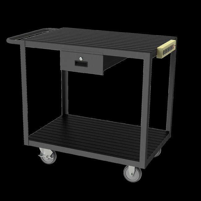 DURHAM MFG RSIC-2436-2-5PU-95 Instrument Cart, 2 Flush Shelves