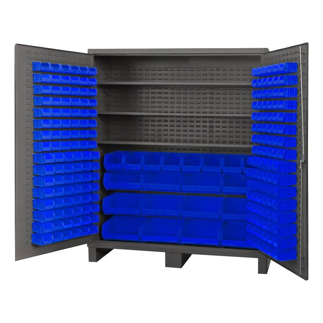 DURHAM MFG SSC-722484-BDLP-2123S5295 Cabinet, 3 Shelves, 216 Blue Bins