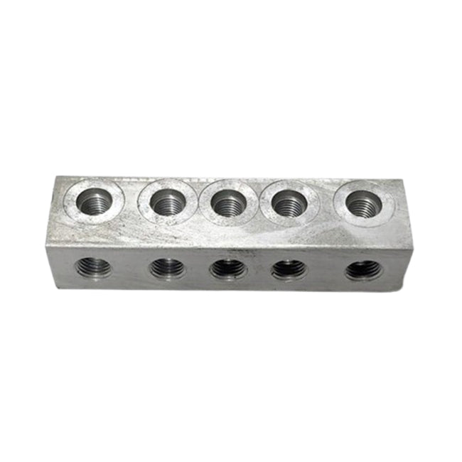 Flo-Dynamics 40200011 Manifold block with 1/4 in. NPT threaded ports for solenoid valves.